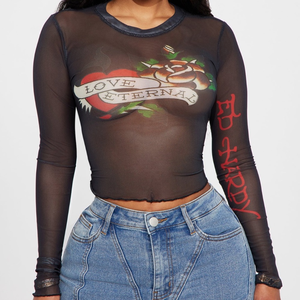 Ed Hardy Black Mesh Top